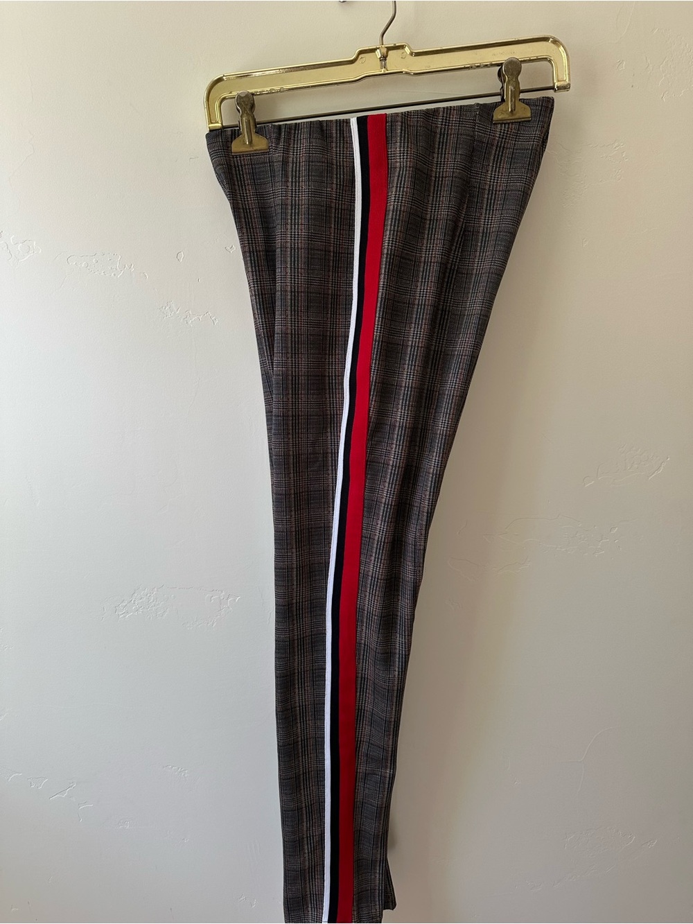 SANCTUARY Speedway Side Stripe Plaid Ankle Pants in Tan / Gray Size Small - Picture 3 of 4